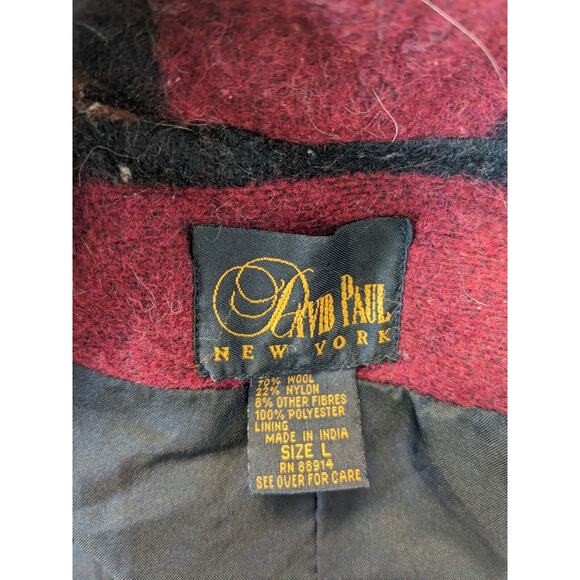 David Paul NY Size Large Southwestern Jacket Red Brown Yellow Wool Blend Pockets - Picture 11 of 11